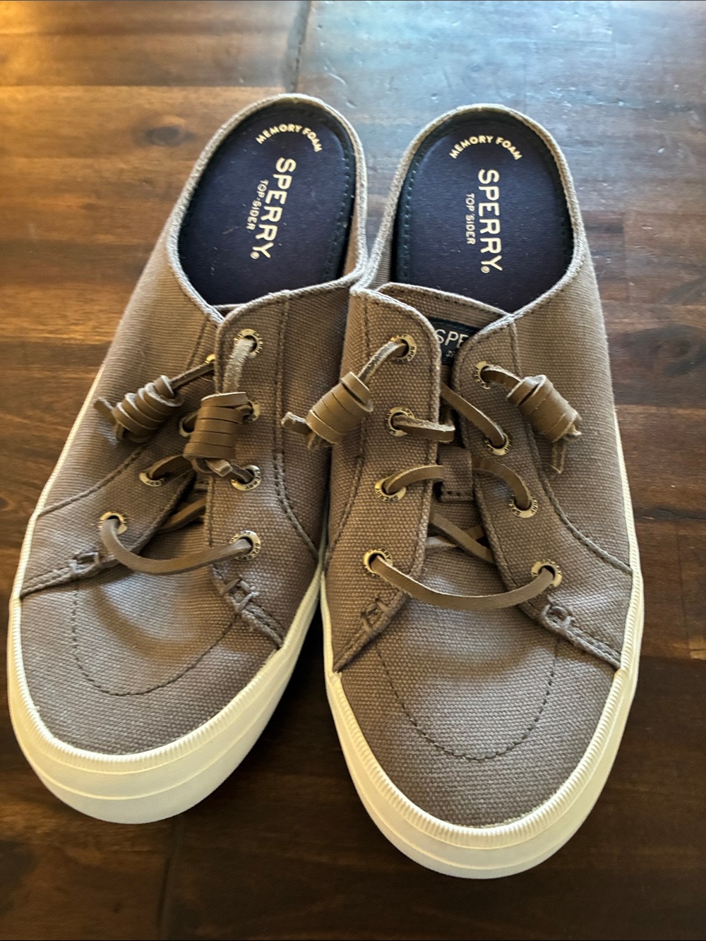 Sperry Grey Canvas Slip-On Loafers - 8